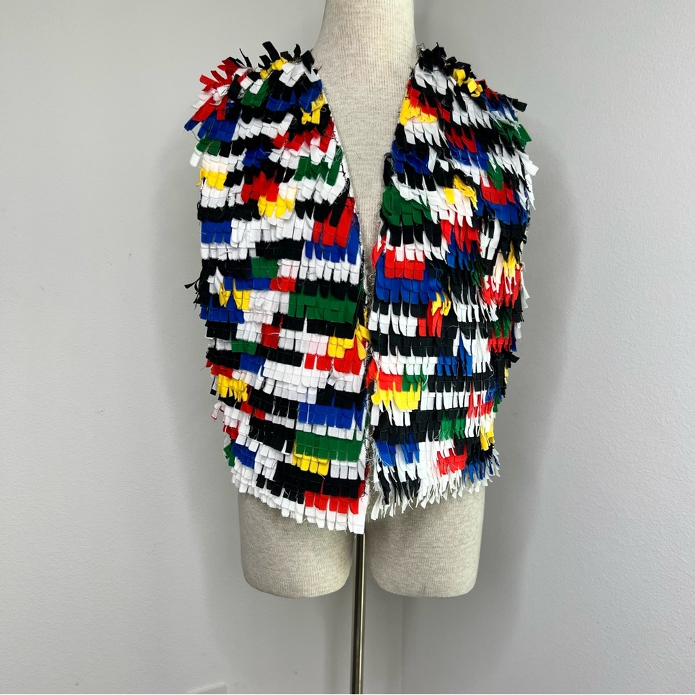 🔹 One of a Kind Western Theme Fringed Vest Country Festival